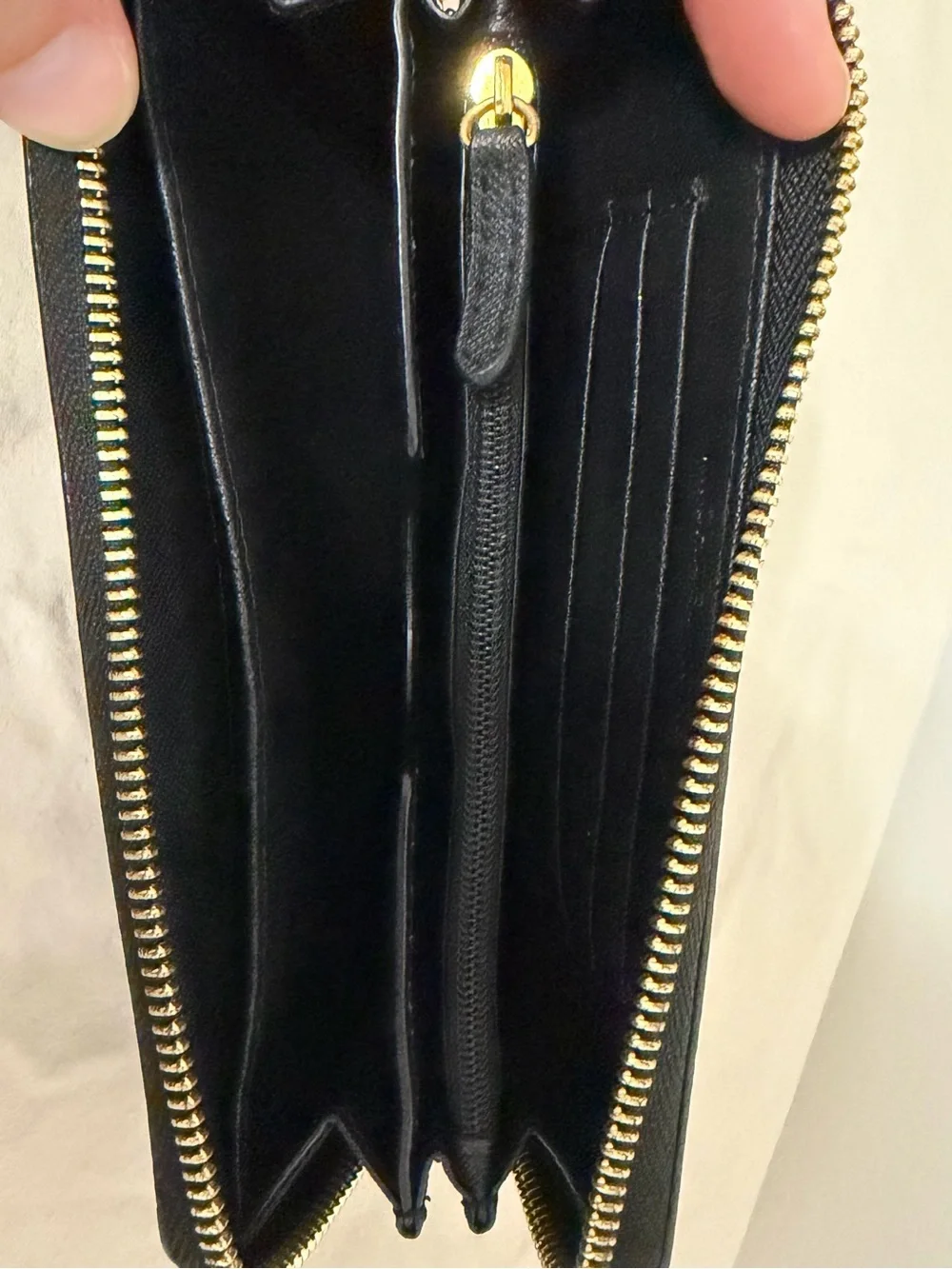 Michael Kors Black Saffiano Zip Wristlet with Gold Logo